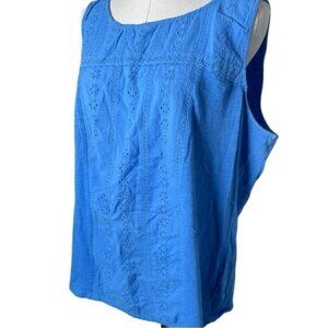Rafaella XXL Tank Top Floral Sleeveless Shirts Blue Spring Summer Lightweight 2x